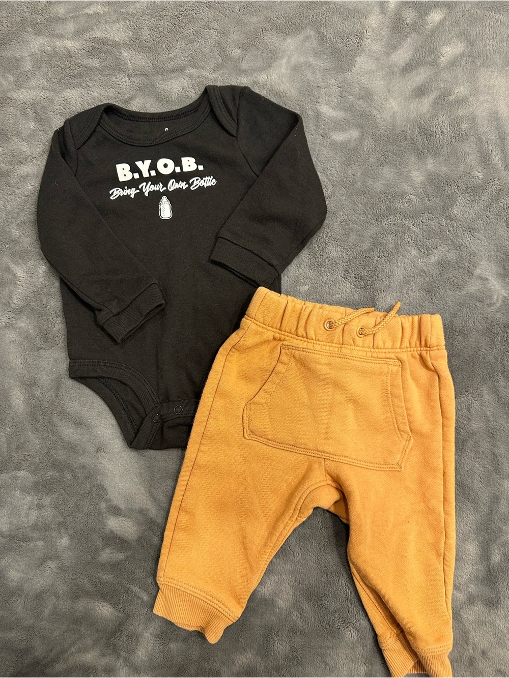Cat & Jack Black Bodysuit with Mustard Jogger Pants